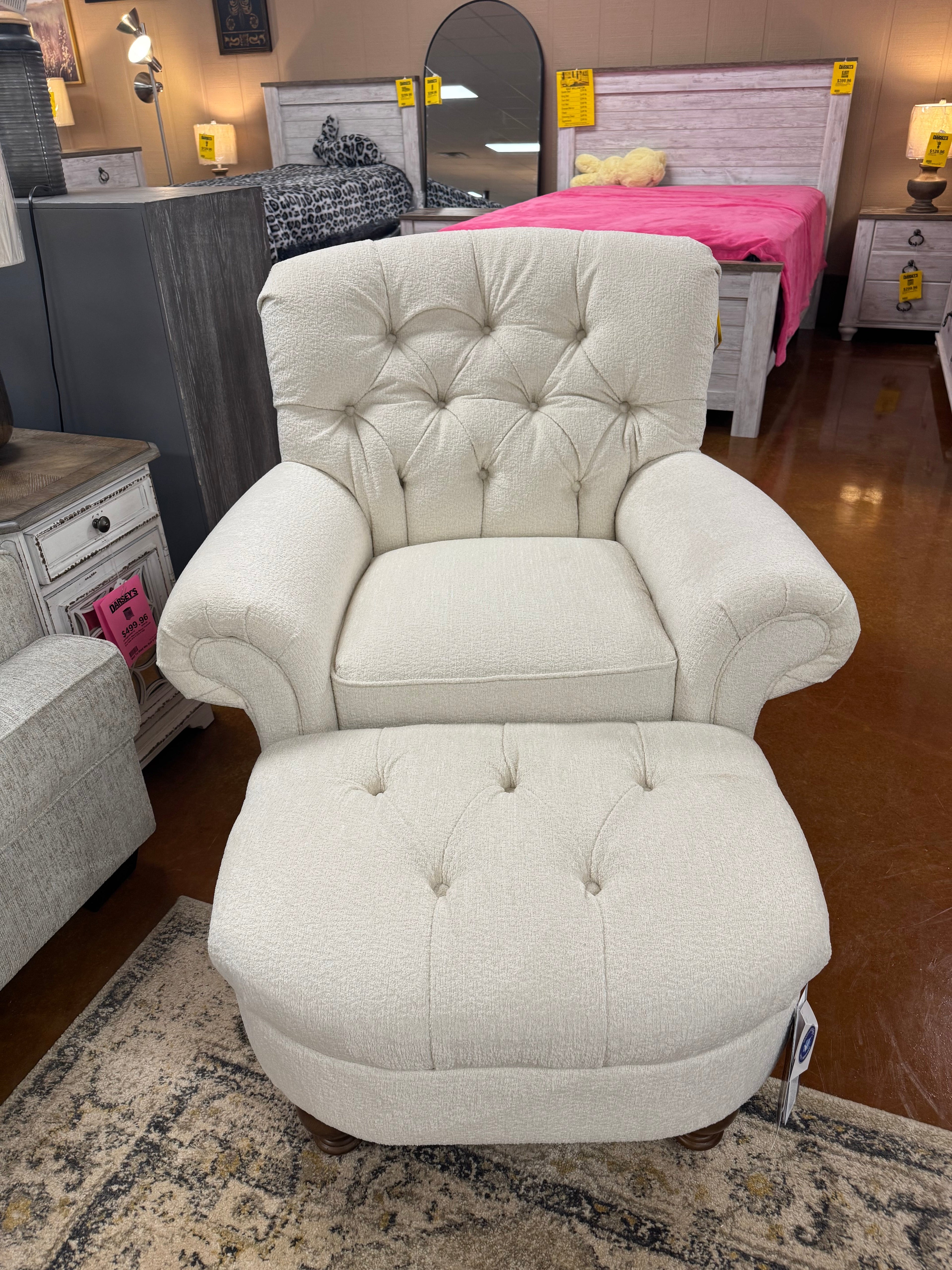 Chaise et pouf Christabel Snow 7010DW/0070DW-20547