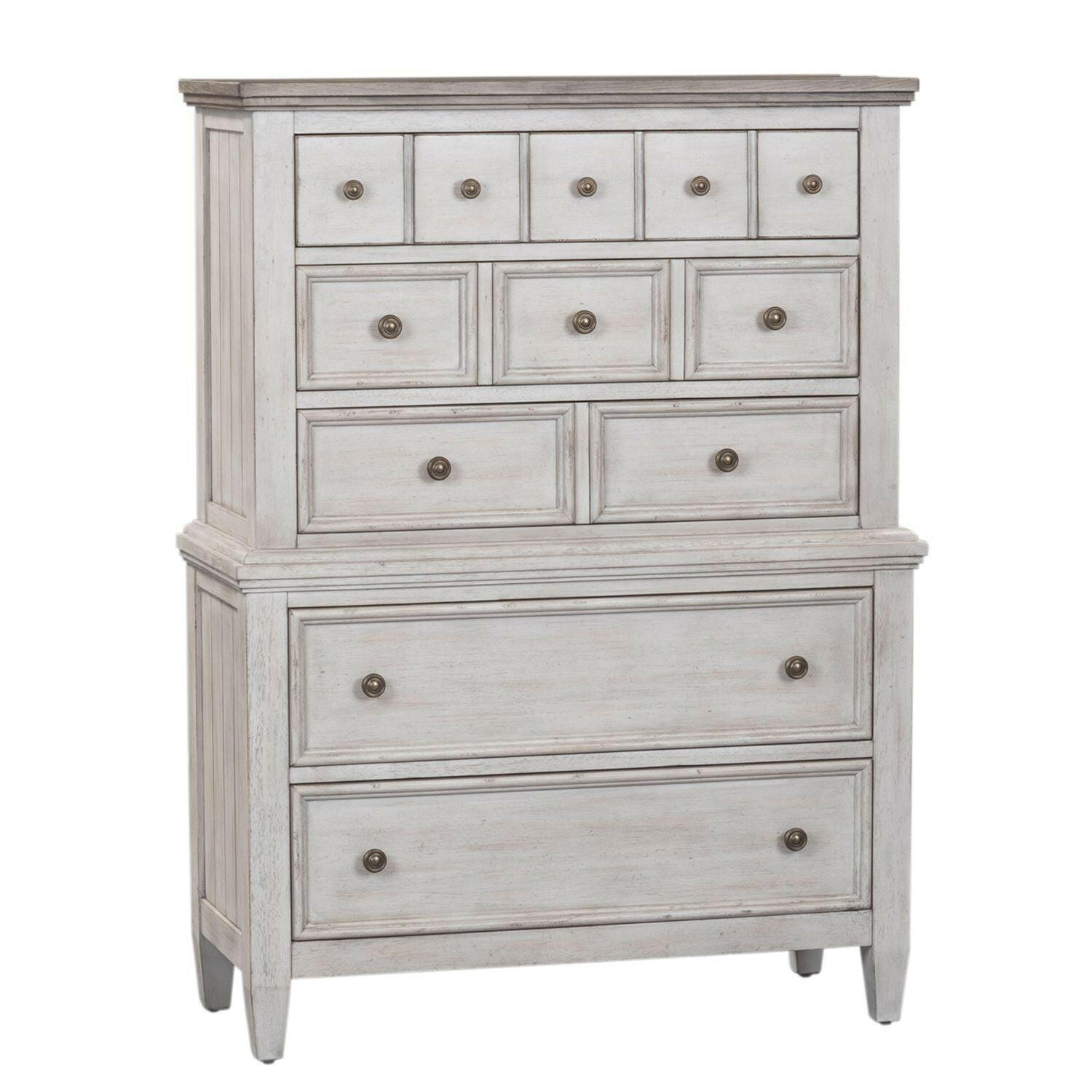 Ensemble Heartland Queen 824 : tête de lit, pied de lit, traverses, commode et table de chevet.