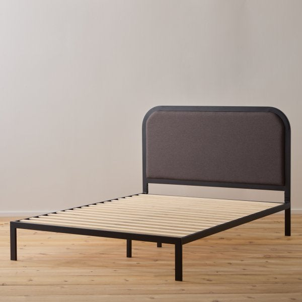Lit Queen Size rembourré en métal anthracite BS0002MUBQQCH