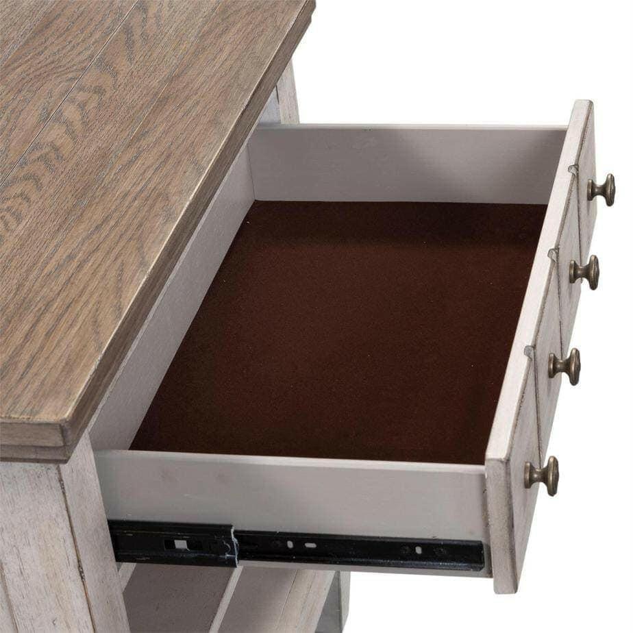 Ensemble Heartland Queen 824 : tête de lit, pied de lit, traverses, commode et table de chevet.